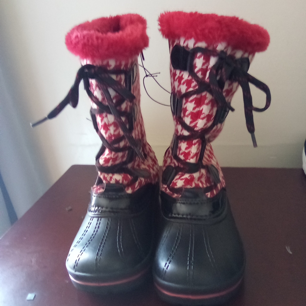 Stylish Kids Boots with Red and Black Design